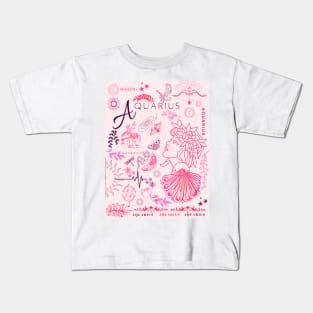 Pink Aquarius Zodiac Art Horoscope Design Kids T-Shirt